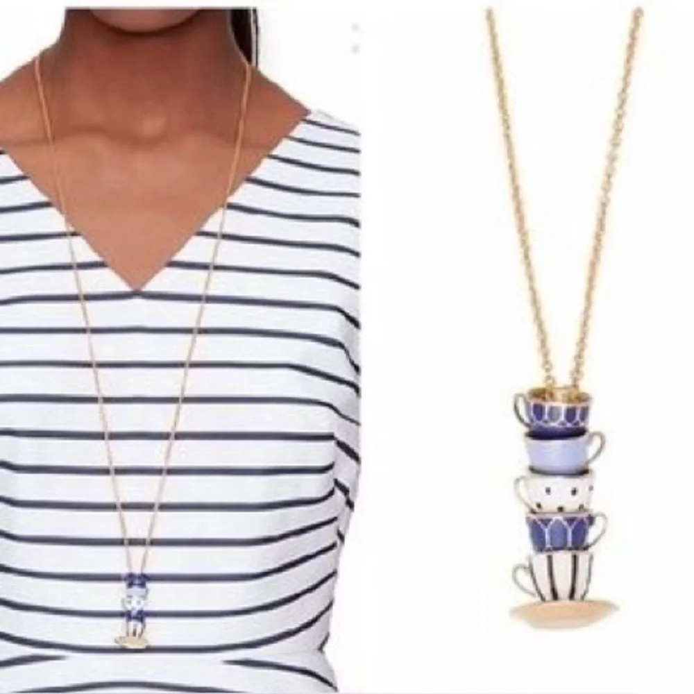 Kate Spade Authentic Tea Time Stacked Cups Necklace